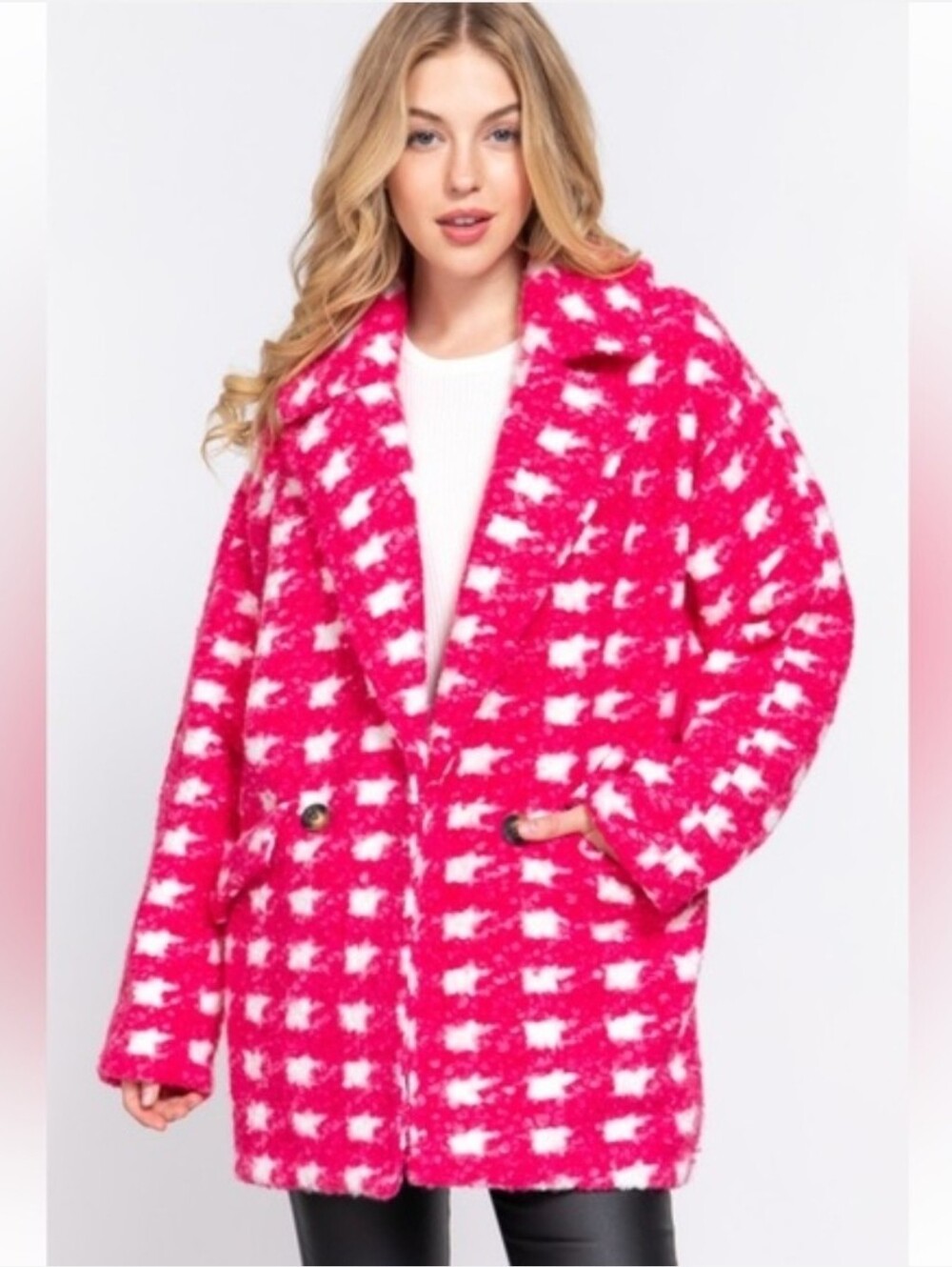 Active USA Winter Collection Double Breasted Boucle Fleece Coat